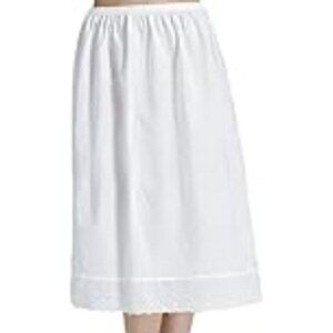 Womens White Elastic Waist Skirt With Lace Hem Detailing 26W-28W USA Made